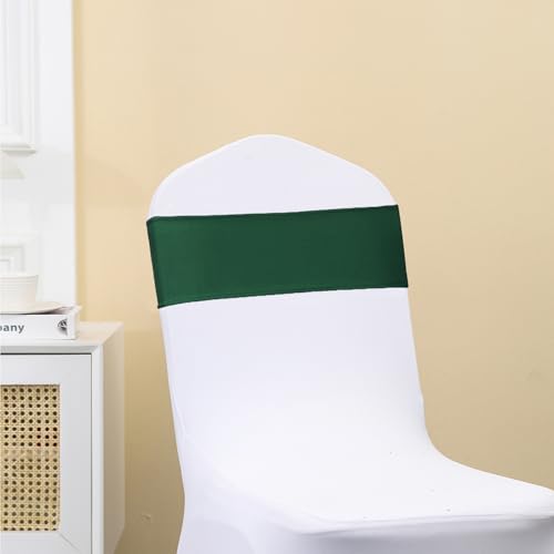 image for JKDMJF Stretch Spandex Hunter Green Chair Sashes Bows 50 Pack Universa