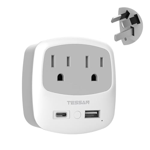 European Travel Plug Adapter Converter, TESSAN International Power Plug Converter with 2 USB, Type C Outlet Adaptor Charger for US to Most of Europe EU Iceland Spain Italy France Germany