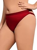 OYOANGLE Women's Plus Size Low Rise Crisscross Back Cut Out Panties Solid Casual Brief Underwear Burgundy 3XL