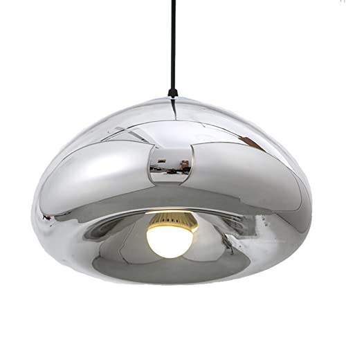 ZTTECH 300mm Oro Lampada a Sospensione in Vetro Processo di Placcatura Altezza Regolabile Lampadario Moderno per Cucina Sala da Pranzo Soggiorno Bar e Ristorante(Argento)