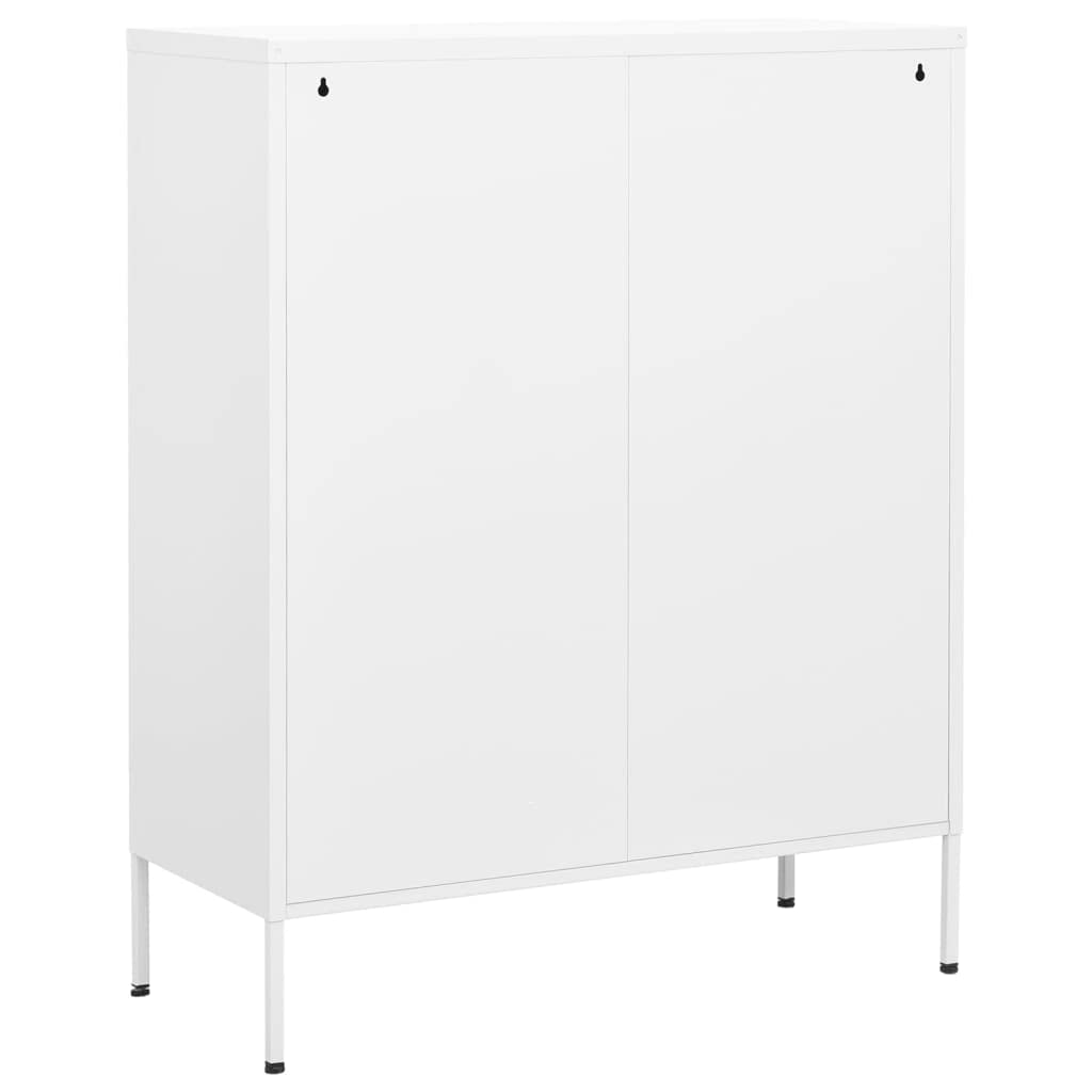 Generisch Weißer Stahlschrank – 80 x 35 x 101,5 cm, Metallschrank mit verstellbaren Einlegeböden und Vollauszugsschubladen – Ideal für Garage, Büro und Zuhause