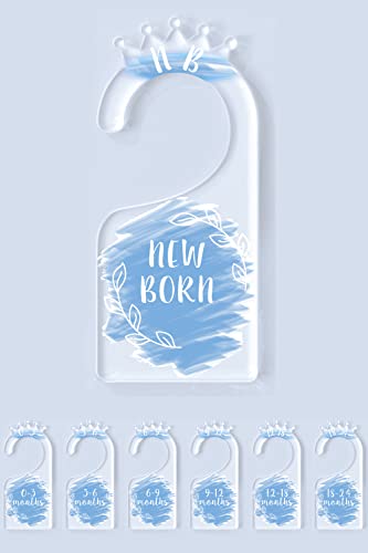 Image of OneDream Baby Closet dividers Hanger separators - Set of 7 Baby Clothes dividers for Closet from Newborn to 24 Months, Acrylic Infant Clothes Divider (Blue)