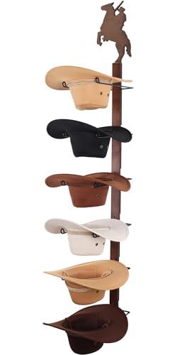 Reviews de Cajas y percheros para sombreros Top 5. 45 CANWUPON - Soporte para sombrero de vaquero para pared, diseño de estilo salvaje occidental con 6 ganchos para sombrero para montaje en pared, soporte para sombrero y colgador...
