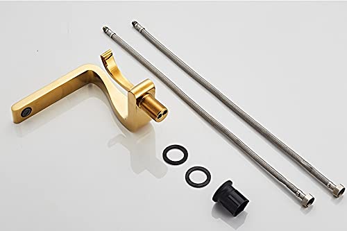 ADITAM Zlewozmywak łazienkowy Złota bateria łazienkowa Mixer Tap, mosiężna bateria umywalkowa, bateria umywalkowa ciepła i zimna, nowa nowoczesna bateria łazienkowa Baterie umywalkowe Double the