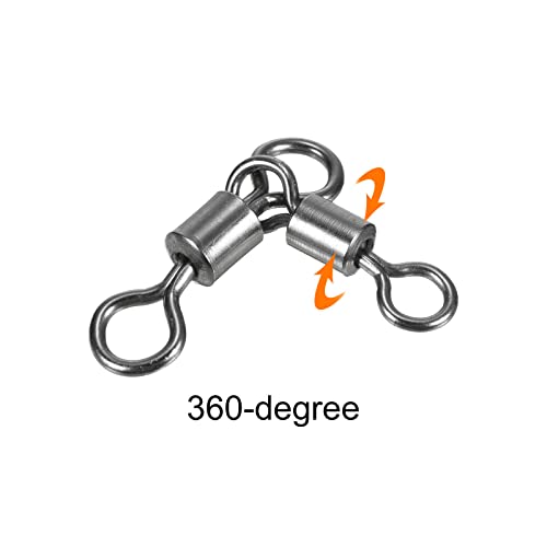 PATIKIL 3 Way Swivel, 60Pcs 209lb Copper Fishing Cross Line T-Turn Terminal Tackle, Black - Image 4