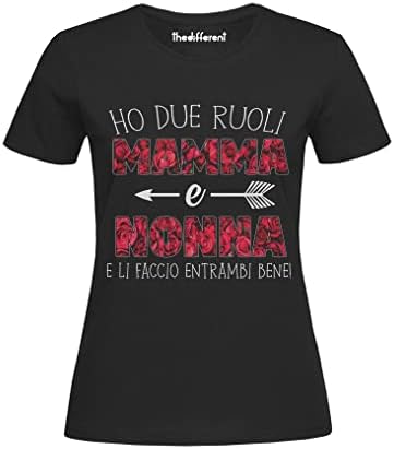 Thedifferent T-Shirt Donna Morbida In Cotone - Frasi Divertenti "Mamma E Nonna" - Regalo Per Compleanno E Festa Della Mamma