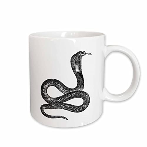 3dRose Black and White Vintage Cobra Snake 15oz Mug
