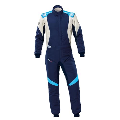 OMP RACING, INC. Unisex's Driving Suit (Navy Blue/Cyan, Medium/Large)