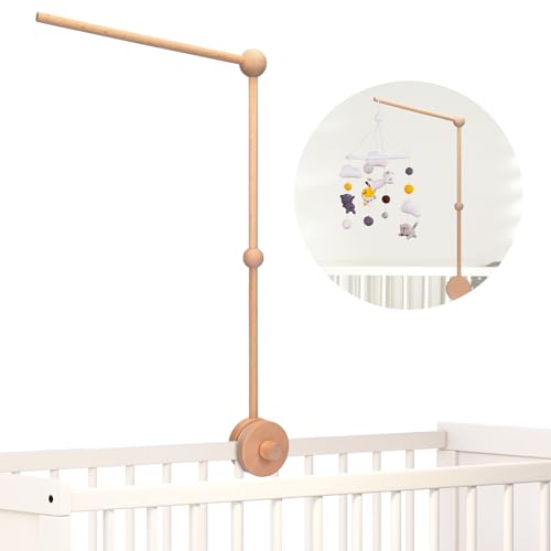 Image of Baby Crib Mobile Arm,VKP Wooden Mobile Arm for Crib Mobile Hanger for Crib Baby Girl Nursery Decor (Wood)