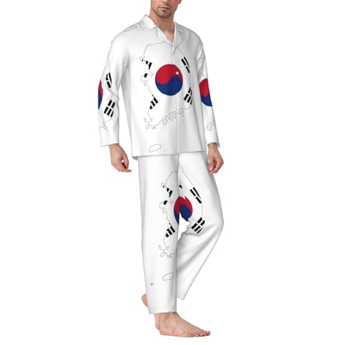 Pyjama carte République de Corée ensemble de détente léger à col cranté - 2