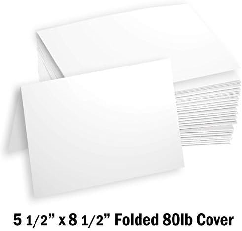 Miniatura 2 de Hamilco Tarjetas en blanco plegadas de 5 12 x 8 12 pulgadas, papel de cartulina blanco con puntuaciones, cubierta de 80 libras, paquete de 100