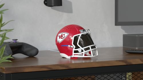 Image of NFL Echo Dot Bundle: Includes Echo Dot | Glacier White and Limited-Edition NFL Helmet Stand | Kansas City Chiefs