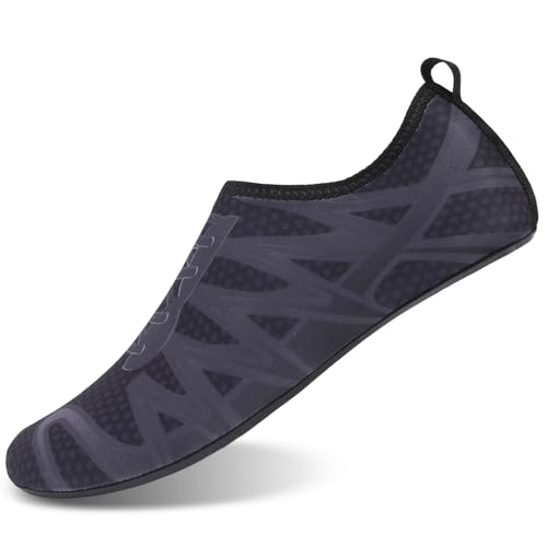 Men Women Water Shoes Unisex Beach Swim Shoes Minimalist Aqua Socks Barefoot for Diving Surfing Boating Black Navy