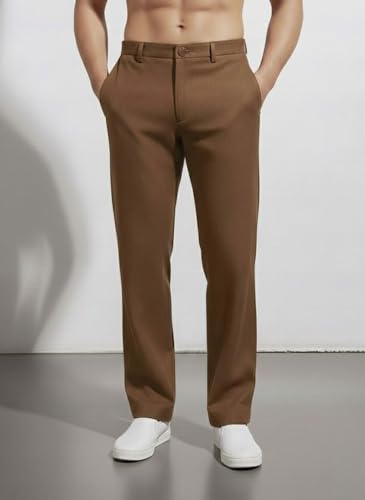 Image of Linen Pants for man | Lower for man | Chinos for Casual Wear |Straight fit Trouser for Men | Elastic Waist Brethable Summer Pants for Regular, Office Wear