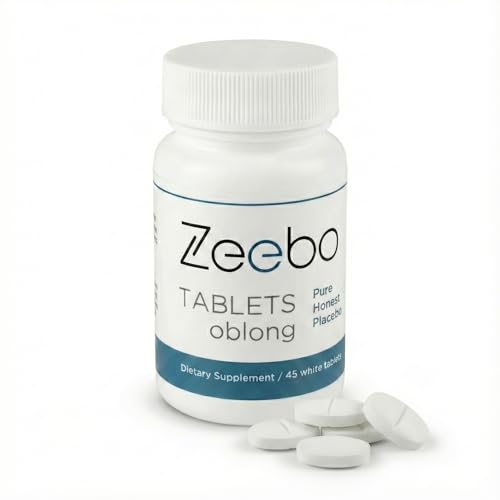 Zeebo Tablets Oblong - Placebo Pills Elongated Shape, 500mg, White