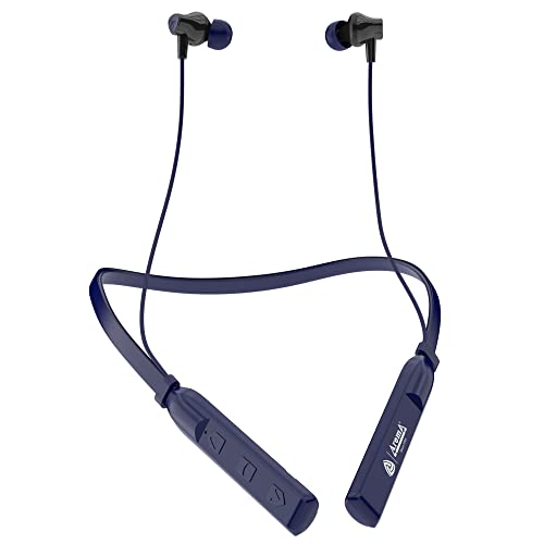 Aroma® NB119 Genius Bluetooth Wireless Headset Neckband with Long Lasting Playtime 60 Hrs, Smart Voice Assistant, Dual Pairing, Fast Charge, Sweat & Splash Proof, Best for Gaming, Running, Workout (Blue)