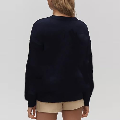 Image of Women Ribbon Knit Sweater Autumn Winter Long Sleeve Grunge Preppy Bowknot Pullovers Vintage Y2K Cottage Knitwear (A Black Bowknot Sweater, S)