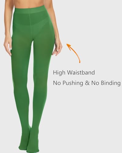 Image of DUCMODA Womens 80 Denier Opaque Tights, Women's Soft Solid Color Footed Pantyhose, High Waist Stocking with 30+ Colors