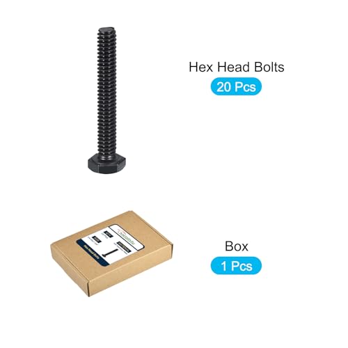 Image of METALLIXITY Hex Head Bolts (1 /4-20 x 1-3 /4 inch) 20Pcs, 304 Stainless Steel 18-8, Fully Threaded, External Hex Drive, Hex Head Screw Bolt, Black Oxide
