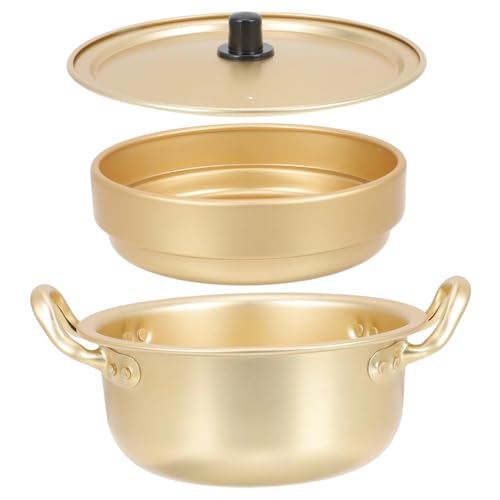 FUNNETOYU 風ラーメン鍋 アルミ製深型調理鍋 蒸し器付き 両手持ち手設計 滑り止め加工 ガス火 対応 多用途クッカー 家用 アウトドア調理用