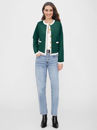 Image of SuperPrity Cardigan Sweaters for Women Long Sleeve Button Down Cropped Knit Coat Jacket with Pocket 2024 Fashion Fall Outfits