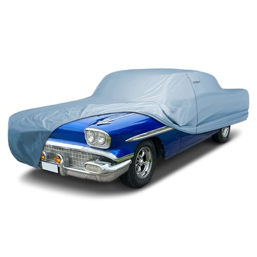 Image of iCarCover Car Cover Waterproof All Weather for 1955-1958 Chieftain Wagon | Heavy Duty Custom Fit Hail UV Sun Rain Snow Dust Protection Covers for Automobiles Outdoor Indoor Full Exterior (Sky Gray)