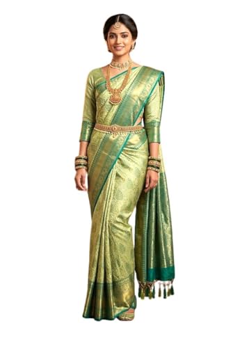 Image of VFCollections Women's Kanchipuram Silk Pure Pattu Sarees With Blouse