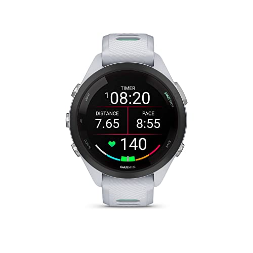 Image of Garmin Forerunner 265S Running Smartwatch, Colorful AMOLED Display, Training Metrics and Recovery Insights, Whitestone and Neo Tropic