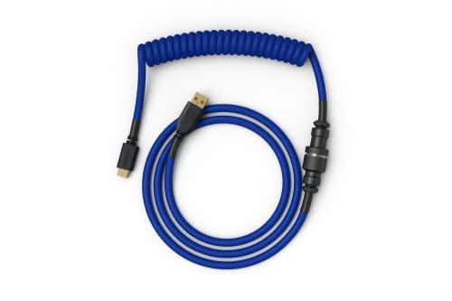 Image of GLORIOUS Coiled Keyboard Cable - Coiled USB C Cable Artisan Braided Cables for Mechanical Gaming Keyboard Coiled Cable - Custom Keyboard Cable (Cobalt Blue)
