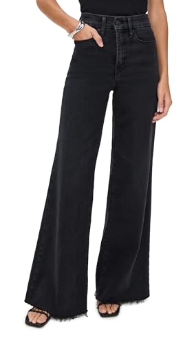 Good American Women's Soft Tech Good Waist Palazzo Jeans, Black391, 10