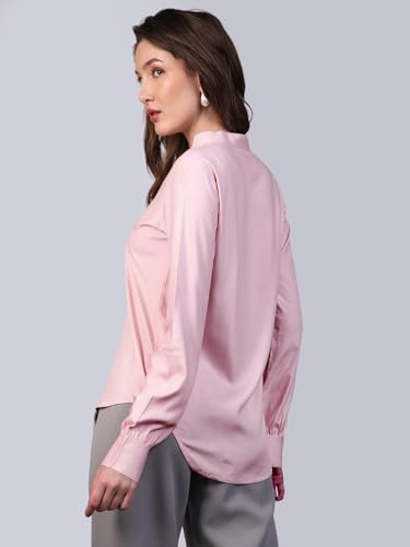 Image of Urbano Fashion Women's Modal Viscose Full Sleeve Regular Fit Casual Solid Shirt with Mandarin Collar