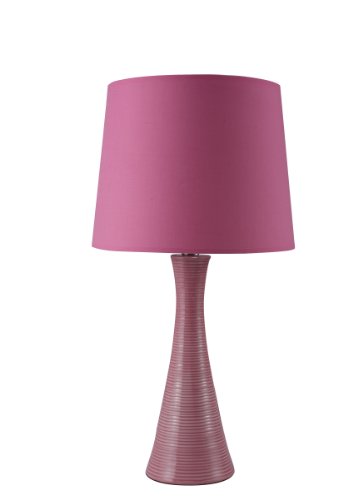 Ore International 31179PK Ceramic Ribbed Table Lamp, 26.5" x 14" x 14", Pink