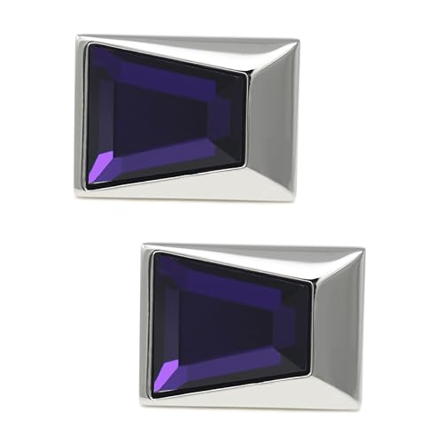 MENDEPOT Crystal Cufflinks With Box For Men Birthday Father's Day Wedding Grooms Gift Cufflinks (Rectangle/Purple)
