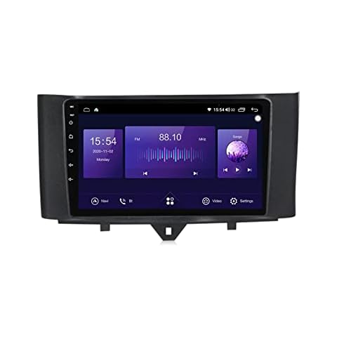 Android Car Radio For Mercedes Benz Smart Fortwo 2010-2015 GPS Navigation HD Display Touch Screen Bluetooth Stereo Steering Wheel Control Mirror Mode External MIC With Reversing Camera Front Cover