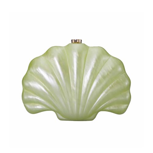 Image of Women Pearl Shell Acrylic Clutch Shell Purse Chain Shoulder Bag Ladies Wedding Clutch Prom Evening Handbag