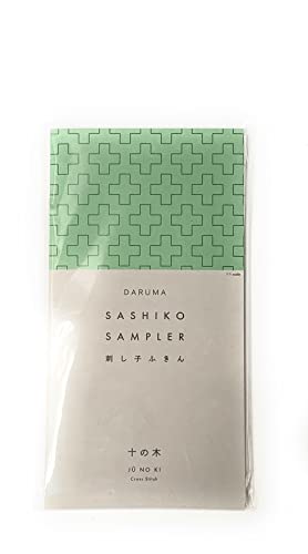 Image of Yokota Daruma Sashiko Cloth Sashiko Fabric - Pre-Printed Sashiko Sampler - with English Instruction Inside (White Cross Stitch)