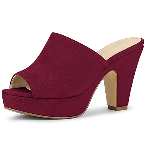 Image of Allegra K Women's Open Toe Platform Chunky Heel Slides Sandals | Party Sandals