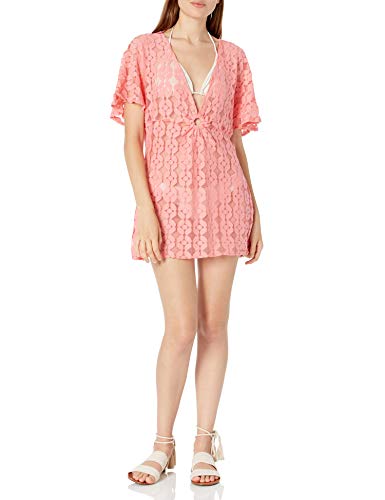 Jessica Simpson Women's Swimsuit Border Bathing Suit Cover Up, Melon O, S