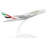 QIYUMOKE Airbus A380 UAE/Emirates Airlines 1:400 Diecast Metal Airplane Model with Stand Sky Jumbo Airliner Alloy Model Kit for Aviation Enthusiast Gift