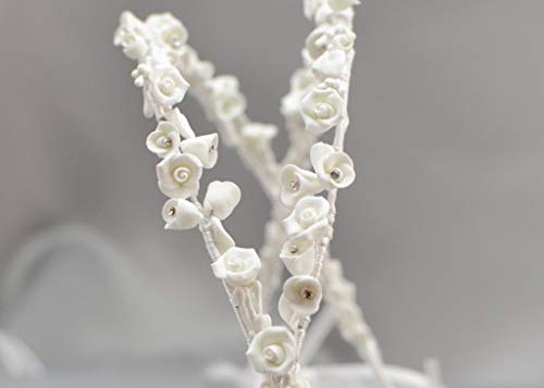 Greek Orthodox Wedding Crowns - Stefana with Porcelain Buds and Flowers