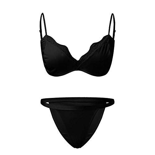 Sous-vêtements dentelle sans fil et transparent col V pour éliminer les marques de soutien-gorge