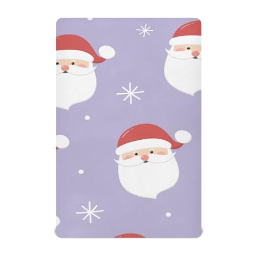 Moudou Christmas Santa Claus Playard Sheet for Boy Girls, Soft Breathable Fitted Toddler Sheet for Standard Playard Bed Mattress, 39 x 27 x 5 Inch
