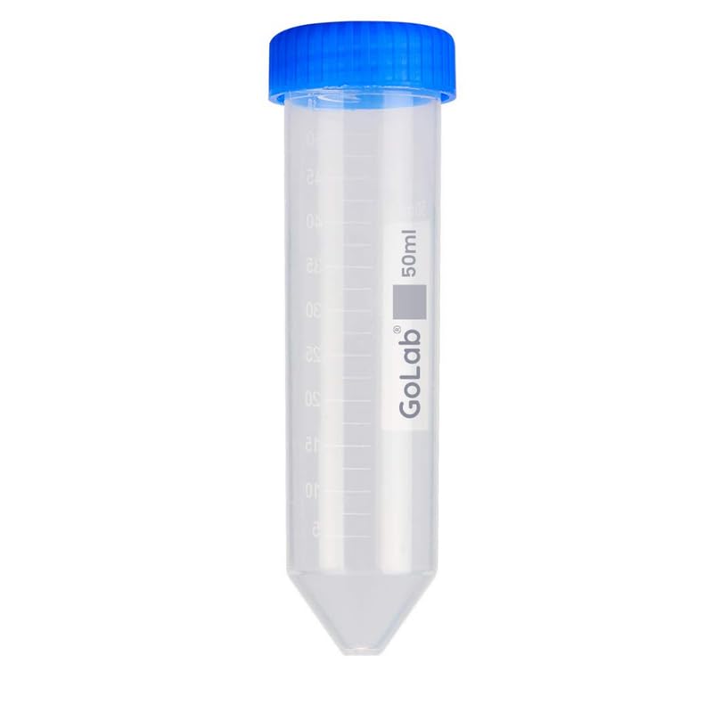 GOLAB 25pcs GoLab Laboratory 50mL Conical Centrifuge Tubes with Screw Caps - Sterile, Leak-Proof, with Printed Graduations and Write-on Spot