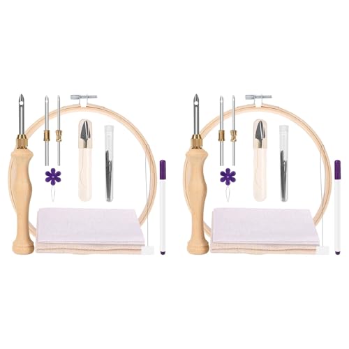 Kit de couture à l'aiguille perforée avec cerceau broderie tapis Jnchdghwa