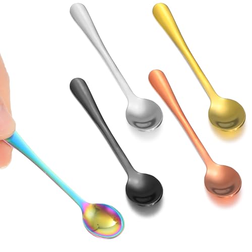 5 PCS Mini Spoon for Spices, Stainless Steel Salt Small Spoons for Spice Jar, Multicolor Tiny Spoon Shovel Home Supplies, Desserts