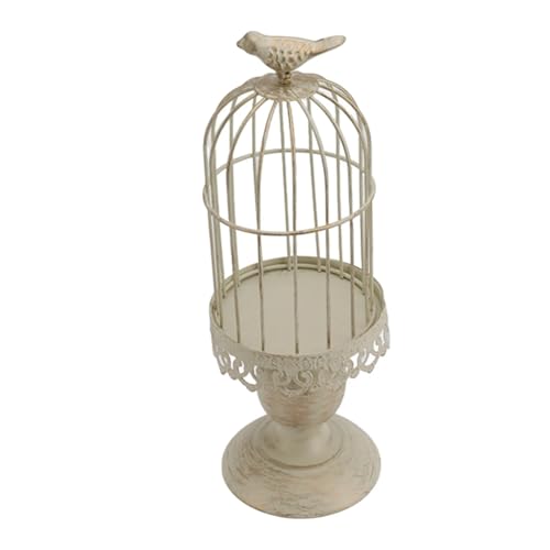 Portavelas Decor Candelabro Vintage de Hierro con Forma Jaula pájaro, Base Estable Desmontable, decoración Escritorio for Dormitorio, Restaurante, Hotel(S)