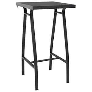 CFODOJ Czarny Stół Barowy Ogrodowy 60x60x110