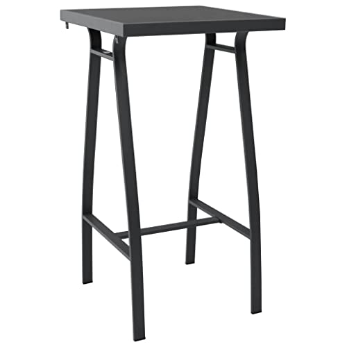 Mandloder Table de bar de jardin noire 60 x 60 x 110 cm, plateau en verre trempé, cadre en acier robuste, idéale pour balcon, terrasse, meubles d'extérieur,...