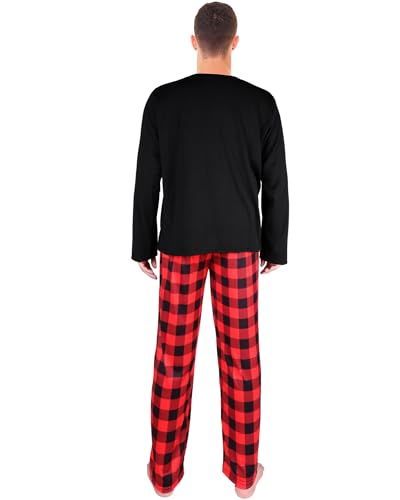 Hillban Couples Christmas Matching Pajamas Sets Family Buffalo Plaid Pants and Long Sleeve Tee Loungewear for Holiday4