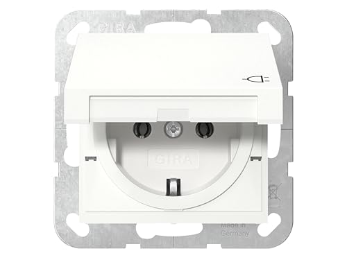 Gira 445403 SCHUKO-Steckdose mit Klappdeckel System 55 Reinweiß glänzend Gira 445403 SCHUKO-Steckdose mit Klappdeckel System 55 Reinweiß glänzend